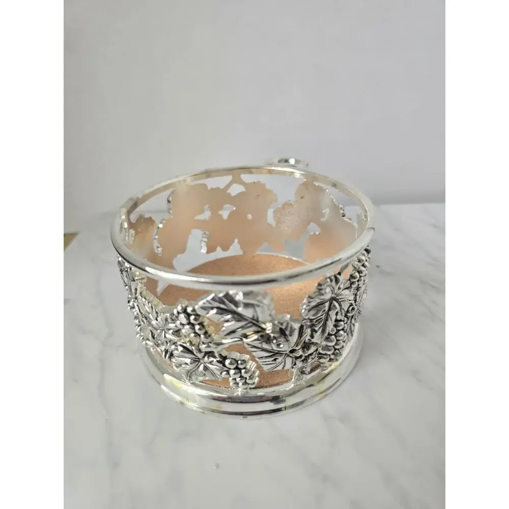 Vintage Godinger Silver Plated Wine Bottle Coaster & Stopper Set - NOS